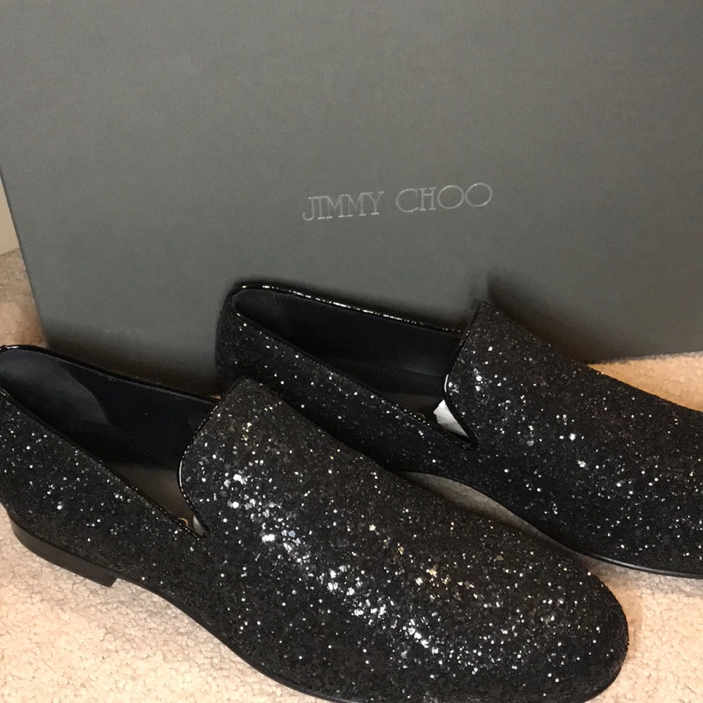 Jimmy Choo MENS glittered black loafer size 41